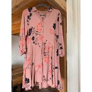 Free People dusty pink floral button-front dress